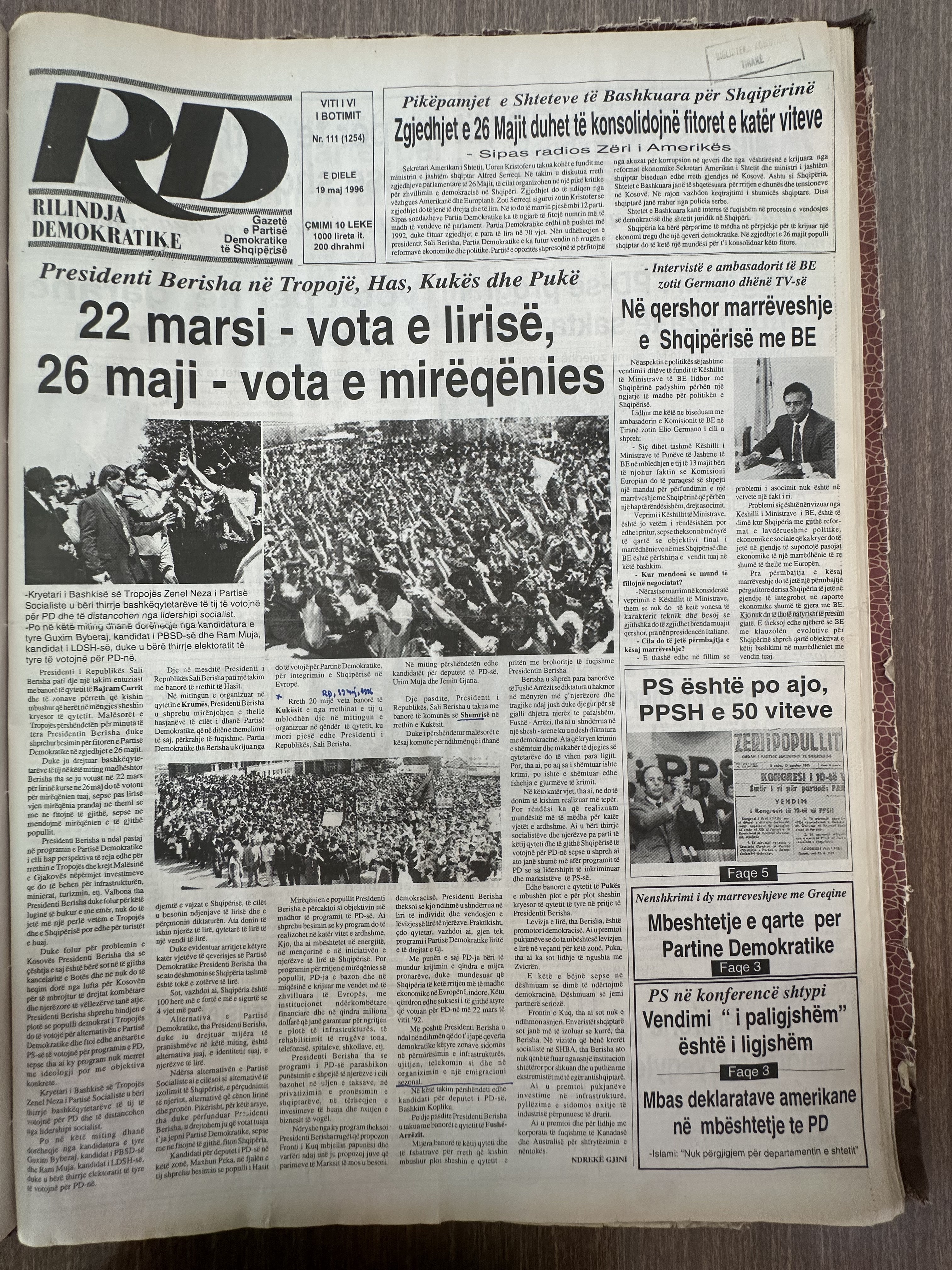 Rilindja Demokratike 1996-05-19